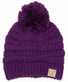 C.C. Kid's Cable Knit Winter Beanie W/ Pom - Solid Colors