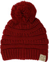 C.C. Kid's Cable Knit Winter Beanie W/ Pom - Solid Colors