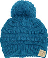 C.C. Kid's Cable Knit Winter Beanie W/ Pom - Solid Colors