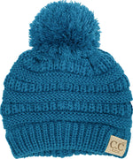 C.C. Kid's Cable Knit Winter Beanie W/ Pom - Solid Colors