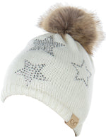 C.C. Kid's Classic Fit Cable Knit Beanie W/ Pom - Faux Fur