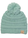 C.C. Kid's Cable Knit Winter Beanie W/ Pom - Solid Colors