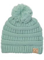 C.C. Kid's Cable Knit Winter Beanie W/ Pom - Solid Colors