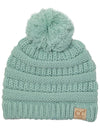 C.C. Kid's Classic Fit Cable Knit Beanie W/ Pom - Solid Colors