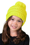 C.C. Kid's Classic Fit Cable Knit Beanie W/ Pom - Neon