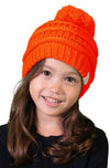 C.C. Kid's Classic Fit Cable Knit Beanie W/ Pom - Neon
