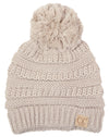 C.C. Kid's Cable Knit Winter Beanie W/ Pom - Solid Colors