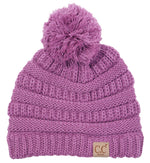 C.C. Kid's Cable Knit Winter Beanie W/ Pom - Solid Colors