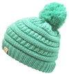 C.C. Kid's Cable Knit Winter Beanie W/ Pom - Solid Colors