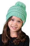 C.C. Kid's Cable Knit Winter Beanie W/ Pom - Solid Colors