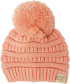 C.C. Kid's Cable Knit Winter Beanie W/ Pom - Solid Colors