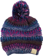 C.C. Kid's Classic Fit Cable Knit Beanie W/ Pom - Multi Mix