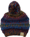 C.C. Kid's Classic Fit Cable Knit Beanie W/ Pom - Multi Mix