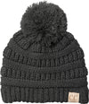 C.C. Kid's Cable Knit Winter Beanie W/ Pom - Solid Colors