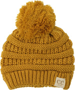C.C. Kid's Cable Knit Winter Beanie W/ Pom - Solid Colors