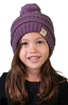 C.C. Kid's Cable Knit Winter Beanie W/ Pom - Solid Colors
