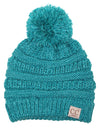 C.C. Kid's Classic Fit Cable Knit Beanie W/ Pom - 2-Tone