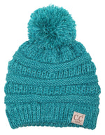 C.C. Kid's Classic Fit Cable Knit Beanie W/ Pom - 2-Tone