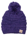 C.C. Kid's Classic Fit Cable Knit Beanie W/ Pom - 2-Tone