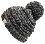 C.C. Kid's Classic Fit Cable Knit Beanie W/ Pom - 4-Tone