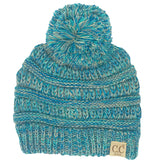 C.C. Kid's Classic Fit Cable Knit Beanie W/ Pom - 4-Tone