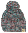 C.C. Kid's Classic Fit Cable Knit Beanie W/ Pom - 4-Tone