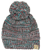 C.C. Kid's Classic Fit Cable Knit Beanie W/ Pom - 4-Tone