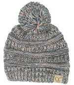 C.C. Kid's Classic Fit Cable Knit Beanie W/ Pom - 4-Tone