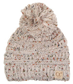 C.C. Kid's Classic Fit Cable Knit Beanie W/ Pom - Confetti