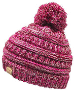 C.C. Kid's Classic Fit Cable Knit Beanie W/ Pom - 4-Tone