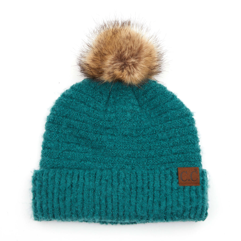 C.C. Super Soft Knit Boucle Pom Beanie