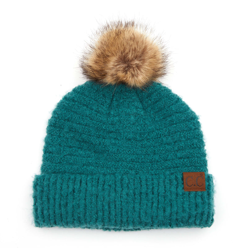 C.C. Super Soft Knit Boucle Pom Beanie