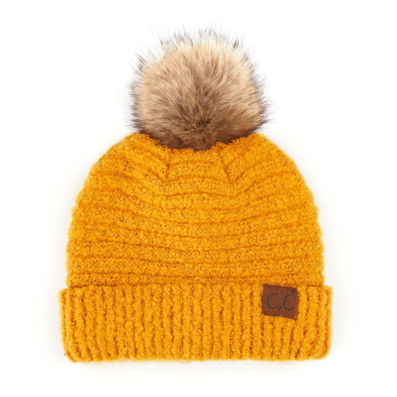C.C. Super Soft Knit Boucle Pom Beanie