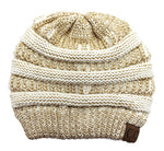 C.C. Classic Fit Cable Knit Beanie - Metallic
