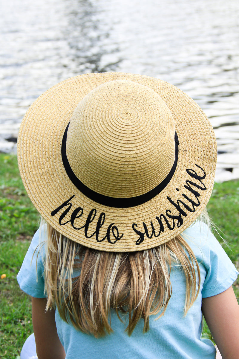 C.C Girls Embroidered Sun Hat - Hello Sunshine (Natural)