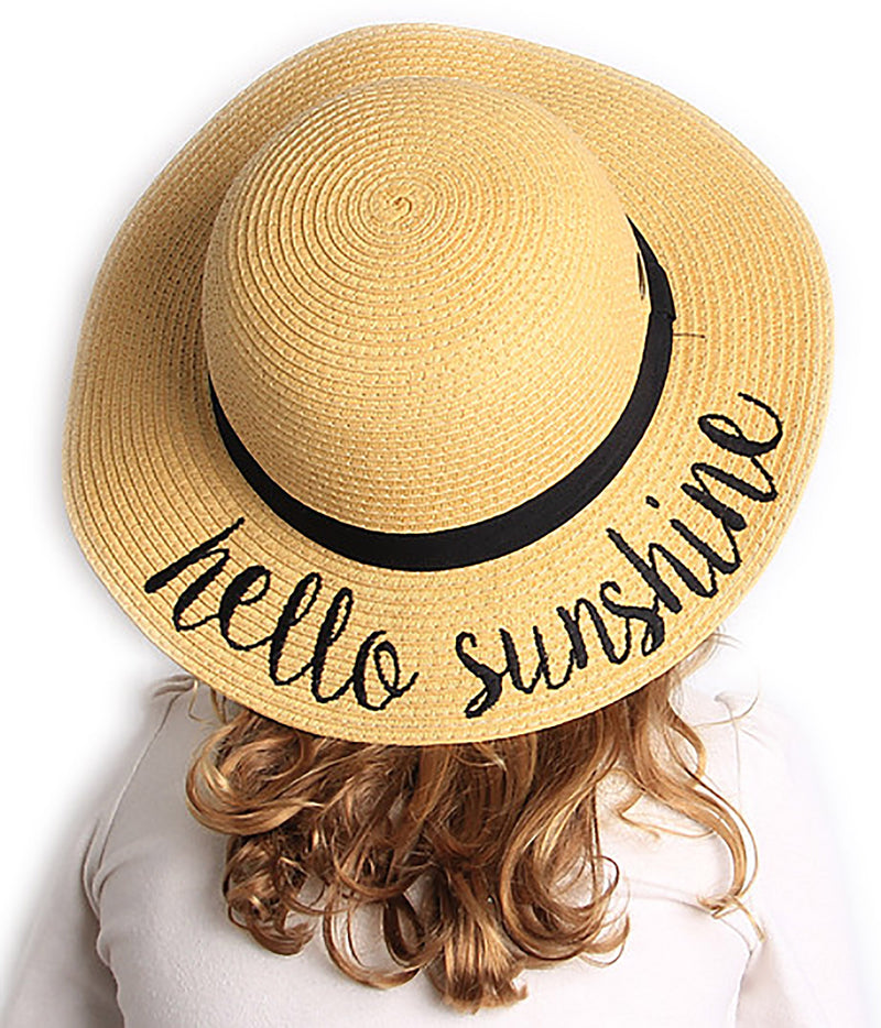 C.C Girls Embroidered Sun Hat - Hello Sunshine (Natural)