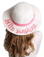 C.C Girls Embroidered Sun Hat - Hello Sunshine (White)