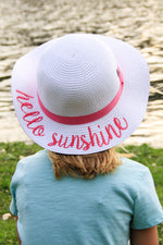 C.C Girls Embroidered Sun Hat - Hello Sunshine (White)