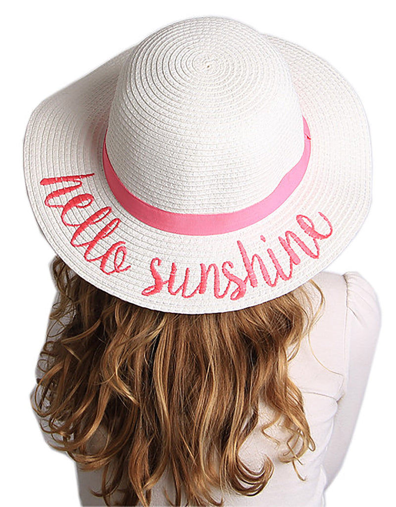 C.C Girls Embroidered Sun Hat - Hello Sunshine (White)