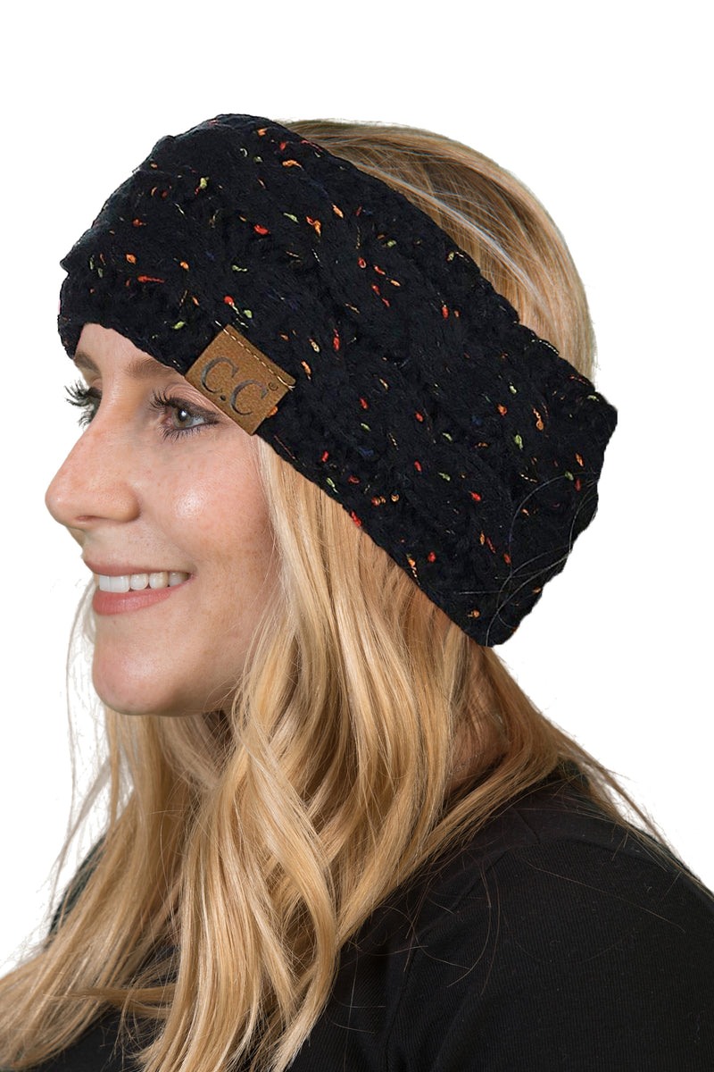 C.C. Cable Knit Lined Winter Headband - Confetti