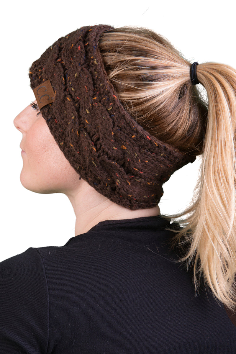 C.C. Cable Knit Lined Winter Headband - Confetti