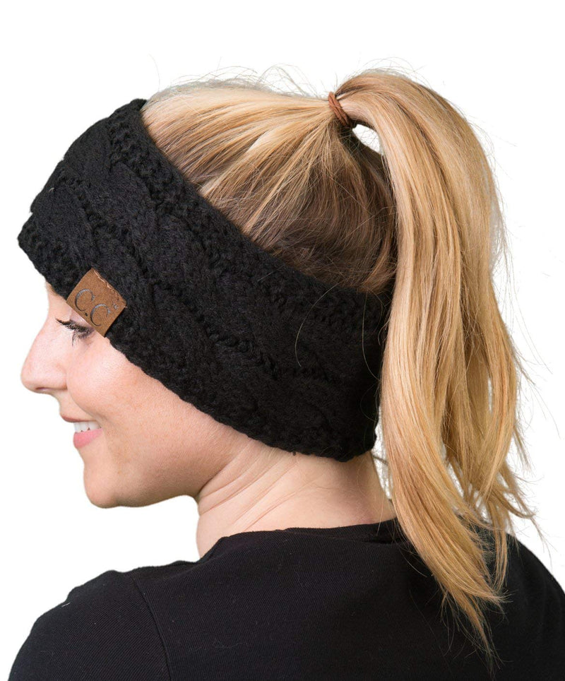 C.C. Cable Knit Lined Winter Headband - Solid Colors