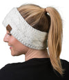 C.C. Cable Knit Lined Winter Headband - Metallic
