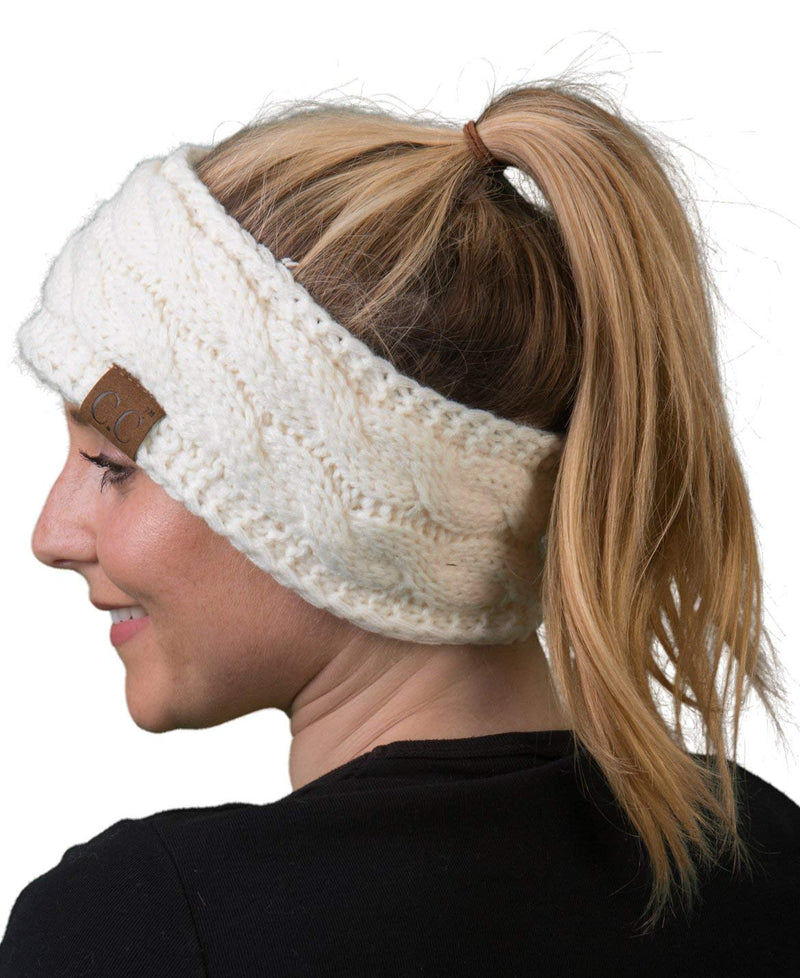 C.C. Cable Knit Lined Winter Headband - Solid Colors