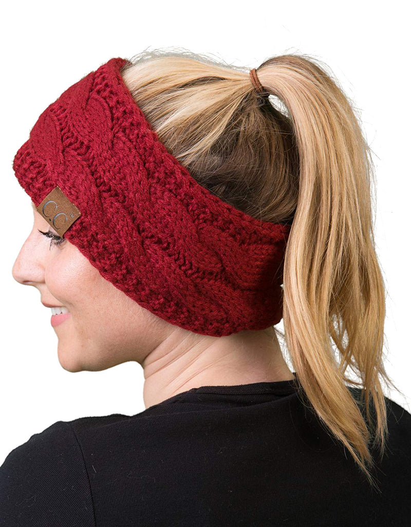 C.C. Cable Knit Lined Winter Headband - Solid Colors