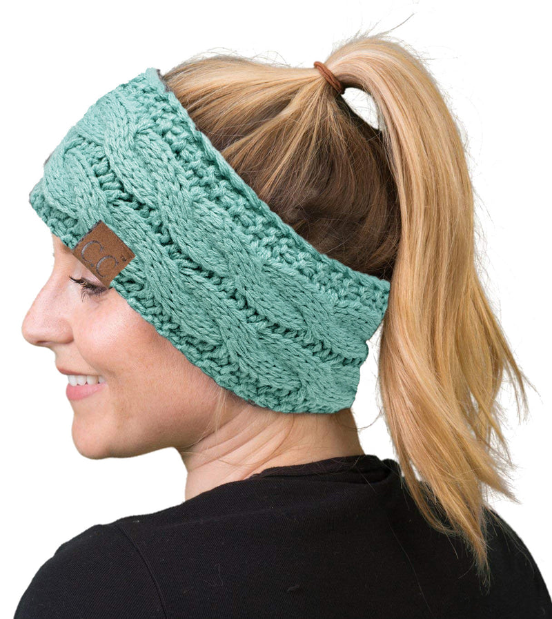 C.C. Cable Knit Lined Winter Headband - Solid Colors