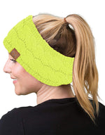 C.C. Cable Knit Lined Winter Headband - Neon
