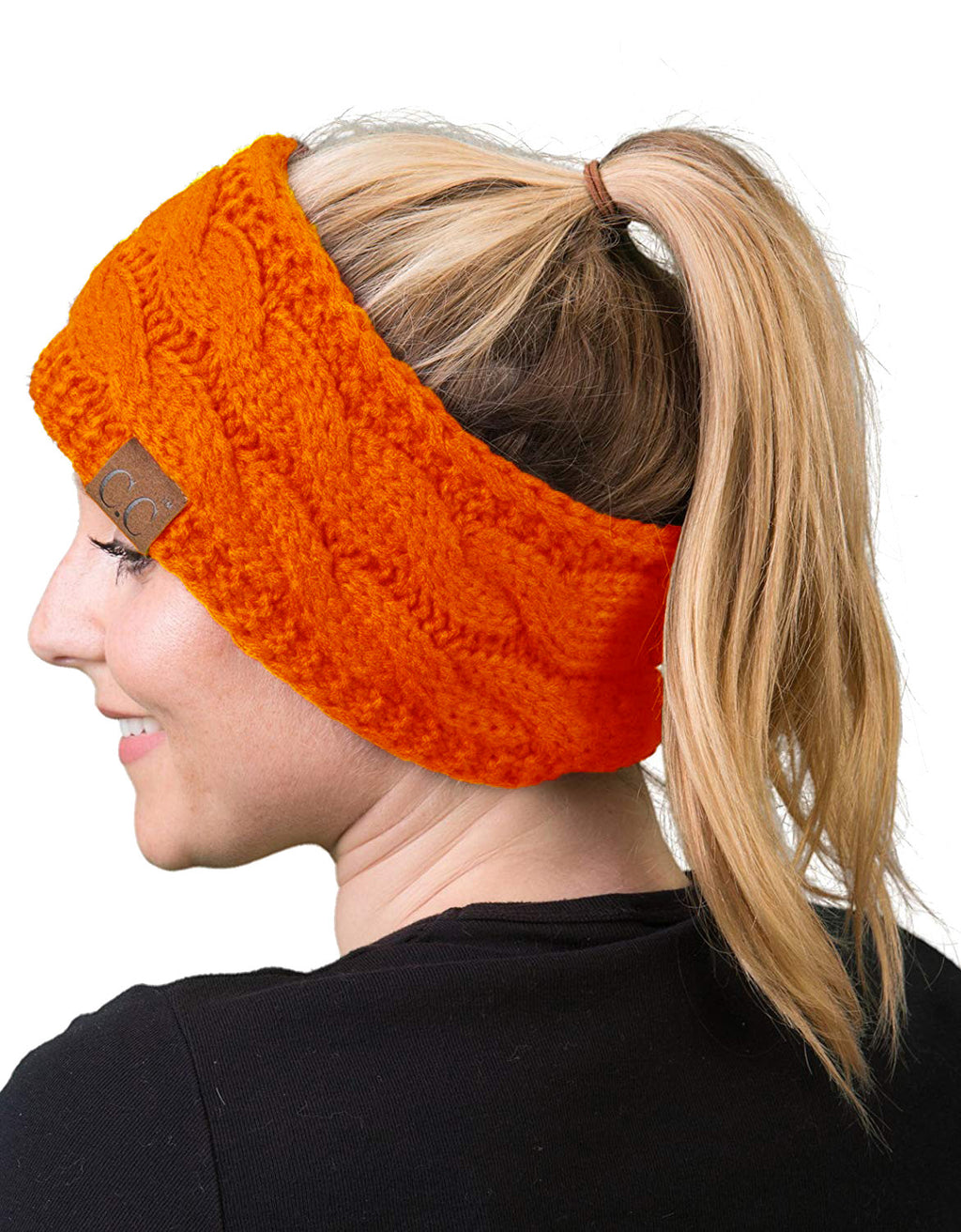 C.C. Cable Knit Lined Winter Headband - Neon