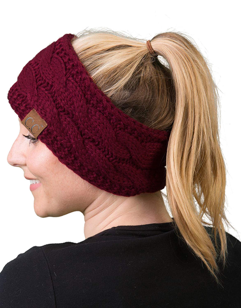 C.C. Cable Knit Lined Winter Headband - Solid Colors