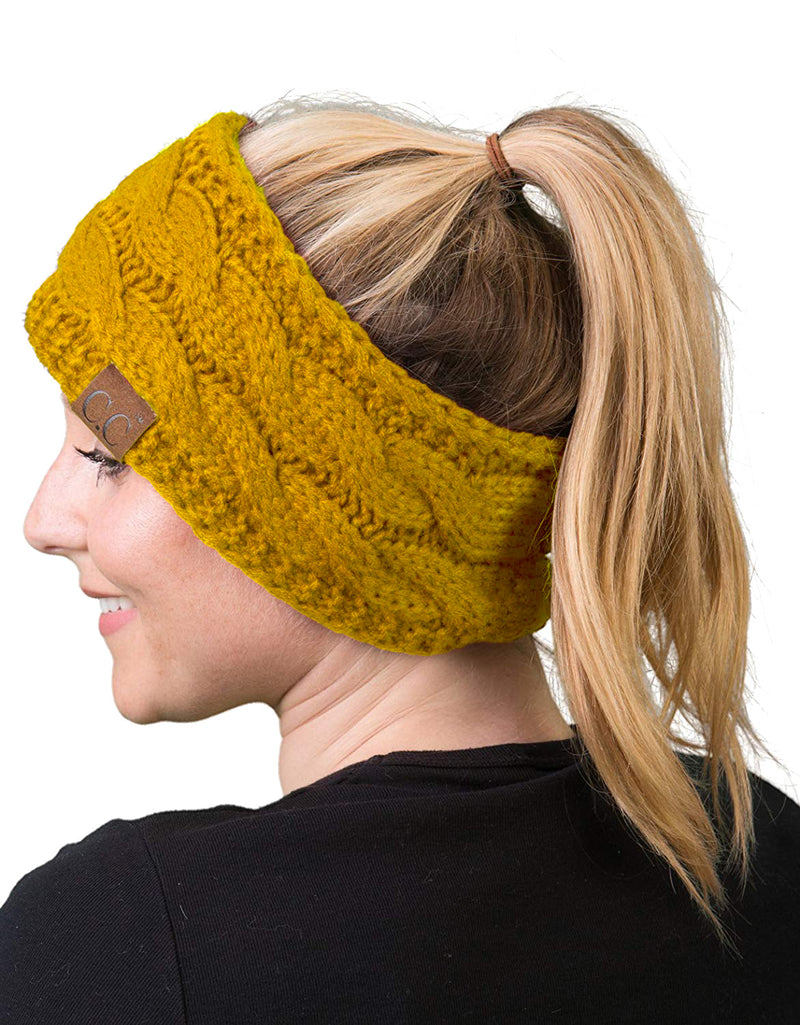 C.C. Cable Knit Lined Winter Headband - Solid Colors